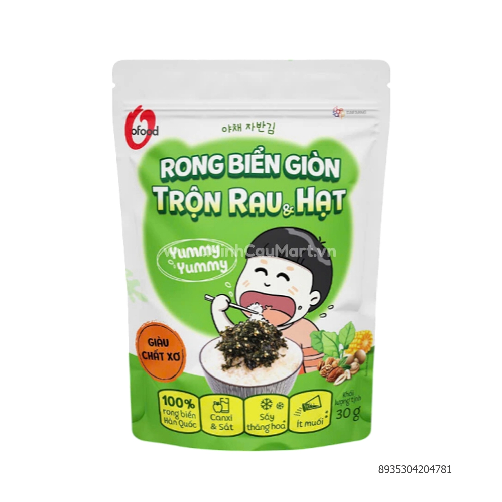 Rong biển giòn OFood trộn rau và hạt 30g - Mi