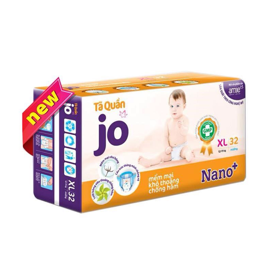 Tã Bỉm Quần Jo Nano size XL 32miếng 12-16kg