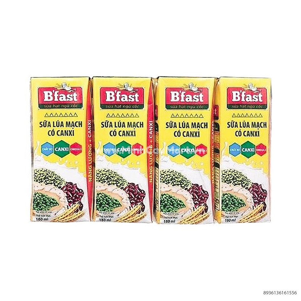 Sữa Lúa Mạch Có Canxi Hạt Ngũ Cốc Bfast 180ml