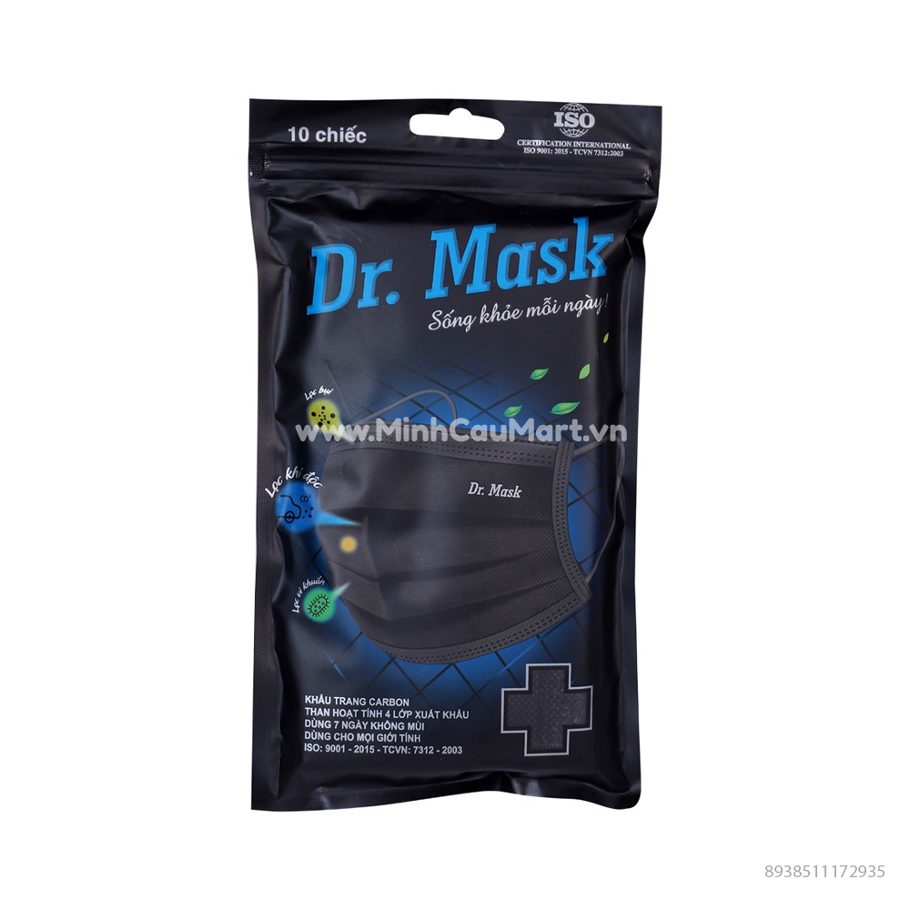 Túi Khẩu Trang 10c Carbon Than HT 4 lớp Kt 09