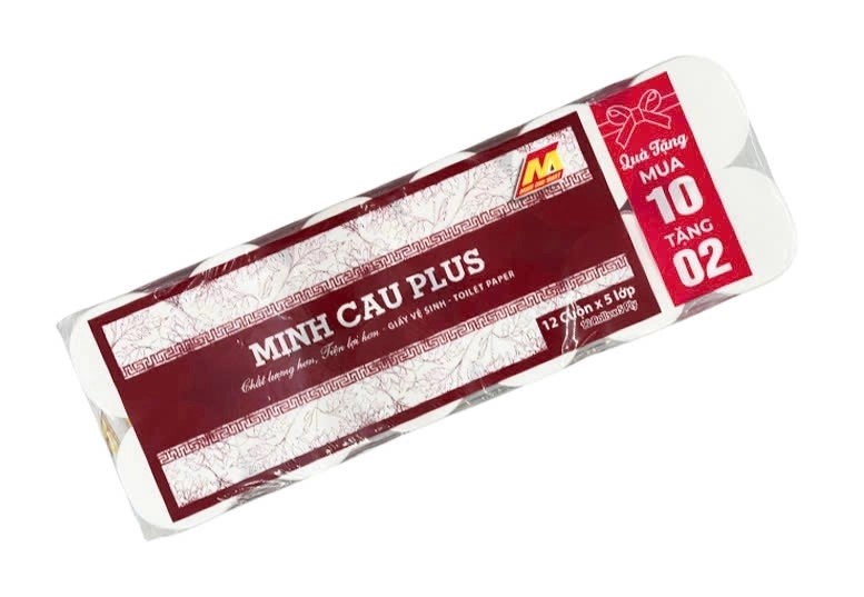 Giấy Vệ Sinh Minh Cầu Plus Đỏ 12 Cuộn * 5 Lớp