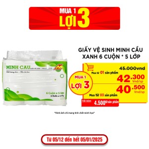 Giấy Vệ Sinh Minh Cầu Xanh 6 Cuộn * 5 Lớp