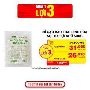 Mì gạo Bao Thai ĐH sợi to, sợi nhỡ 500g