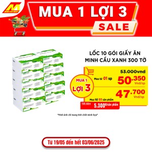 Lốc 10 gói giấy ăn Minh Cầu xanh 300 tờ