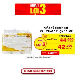 Giấy Vệ Sinh Minh Cầu Vàng 6 Cuộn * 5 Lớp