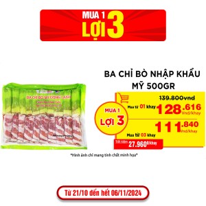 Ba Chỉ Bò Nhập Khẩu Mỹ 500Gr